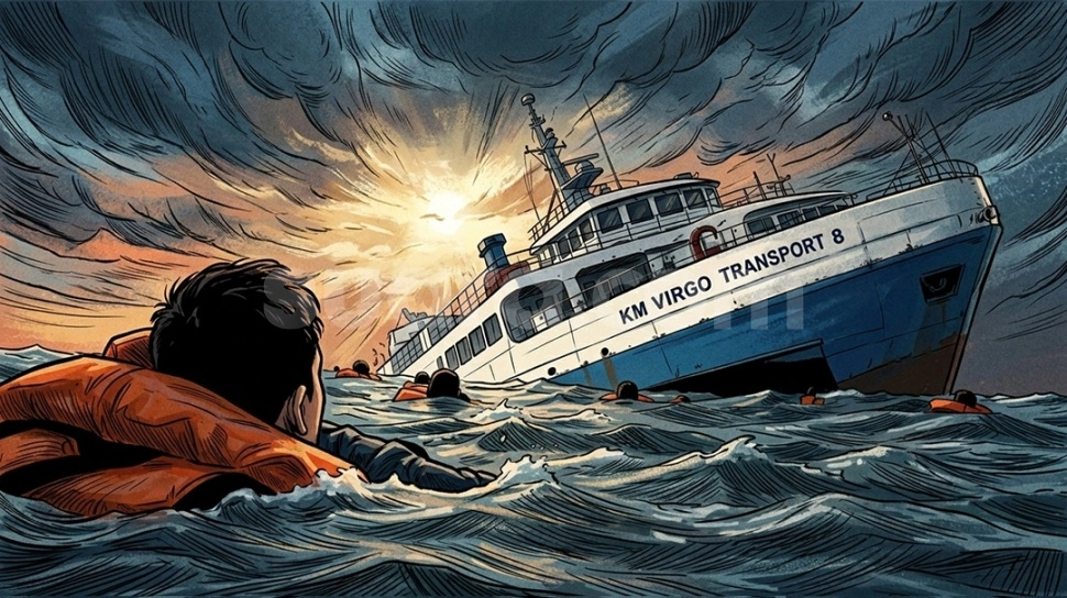 Tim Basarnas mengoperasikan Remotely Operated Vehicle (ROV) dalam upaya pencarian korban di bangkai KM Virgo Transport 8.
