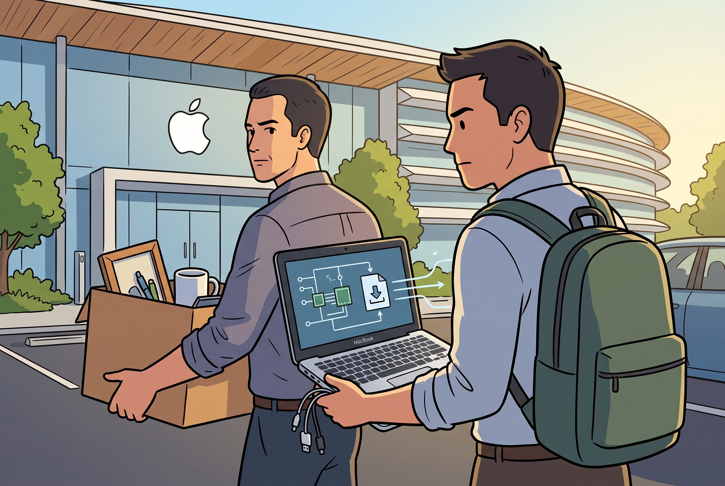 Ilustrasi karyawan Apple resign.(Ilustrasi dibuat dengan AI/KOMPAS.com)