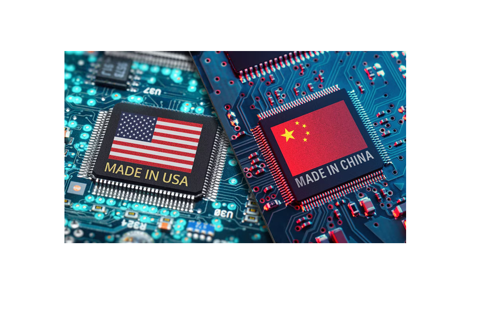 Ilustrasi pertarungan antaran AS vs China di industri chip global. (ABC.net)