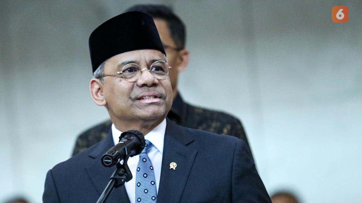Suahasil Nazara menyampaikan sambutan usai dilantik sebagai Menteri Keuangan di Kementerian Keuangan, Jakarta. (KLY/Budy Santoso)