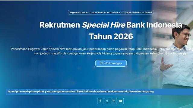 Peluang Karir Menarik di Bank Indonesia: Lowongan PKWT April 2026