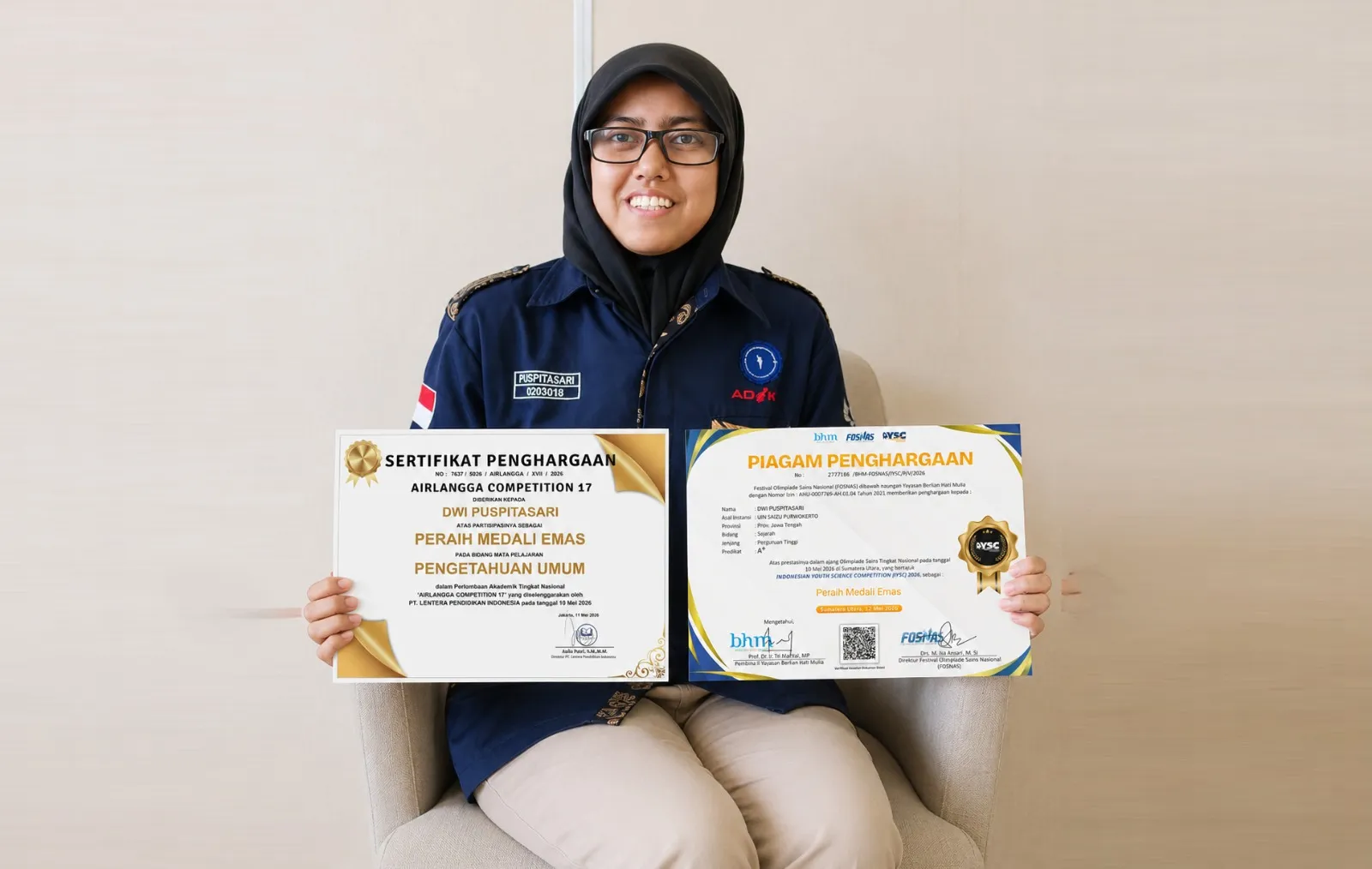 Dwi Puspitasari Raih Dua Medali Emas dalam Satu Hari untuk UIN Saizu