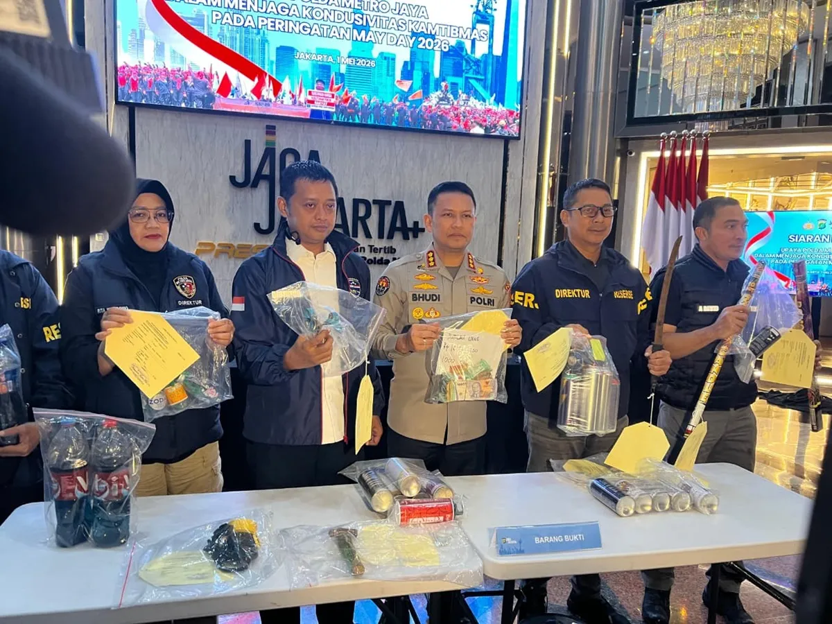 Rencana Kerusuhan Hari Buruh 2026 di Jakarta Terungkap: Barang Bukti Termasuk Bensin dan Senjata Tajam